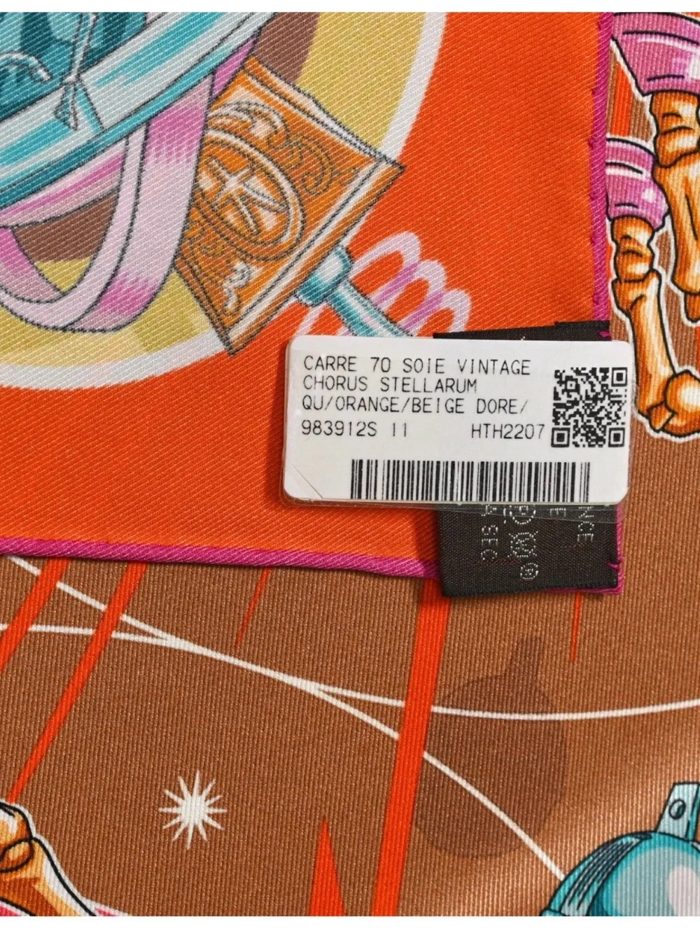 Hermes Silk Chorus Stellarum Silk Scarf 70 Orange Beige Dore